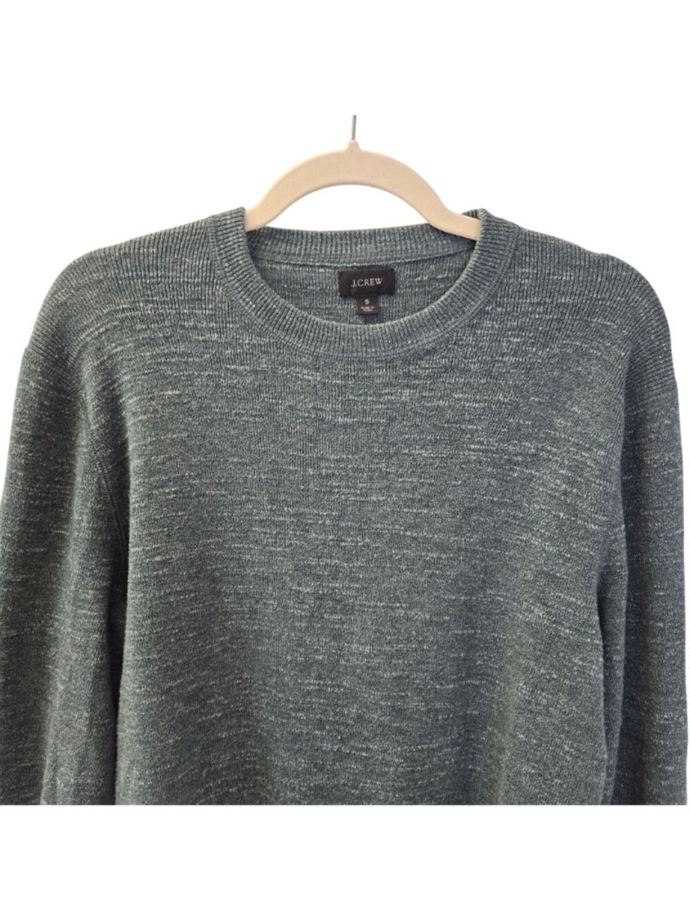 J. Crew 100% Cotton Heathered Green Crewneck Sweater Size Small - Picture 4 of 5
